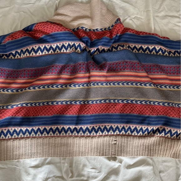 Angie Multi-Stripe Shawl Collar Cardigan Aztec Southwest Boho - Picture 9 of 9